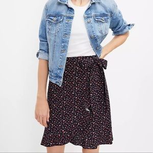 NWOT LOFT: Navy Blue Ladybug Wrap Skirt